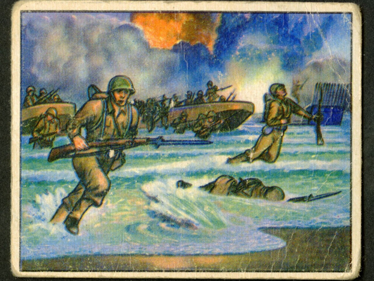 illustration of troops making amphibious landing